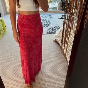 Acid wash maxi skirt